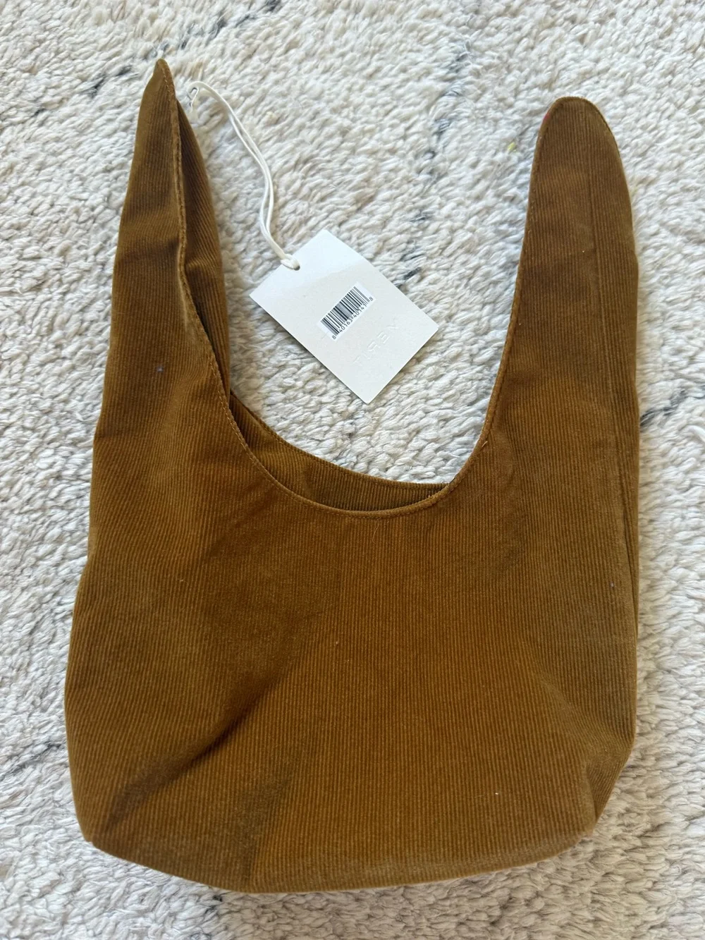 Merit Beauty Signature Brown Corduroy Makeup Travel Cosmetic Mini Handbag NWT